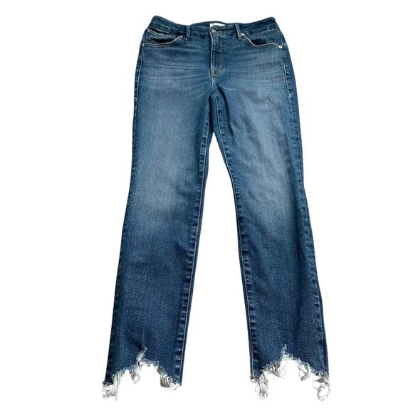 GOOD AMERICAN Good Legs Cigarette Jeans Raw Hem Women's Size 6/28 Denim Stretch - Picture 1 of 8